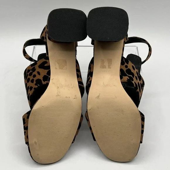 Topshop Womens 8 Leopard Animal Print Suede Chunky Block Heel Shoe Ankle Strap - Picture 13 of 14